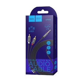  Кабель AUX (папа-папа) Hoco UPA10 AUX 3,5 Double Lotus RCA (150 см) (metal grey) 