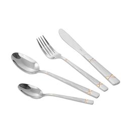  Набор столовых приборов LARA LR10-12/24 «PHOENIX» 24пр, зерк.полировка, остр.вилка, лазер, позолота 