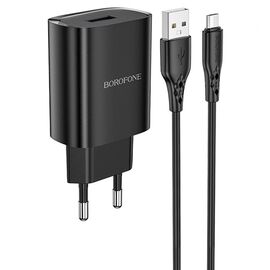  Сетевое зарядное устройство BOROFONE BN1 Innovative 1xUSB с Кабелем USB - Micro, 2.1A, 10W, черный 