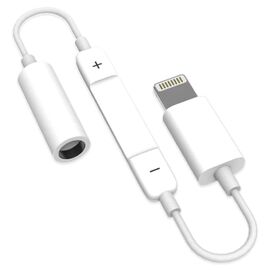  Переходник  MH020, Lightning - Jack 3.5, 14 см, белый, контроллер с микрофоном 