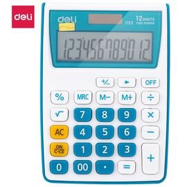  Калькулятор настольный Deli E1122/Blue синий 