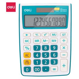  Калькулятор настольный Deli E1238/Blue синий 