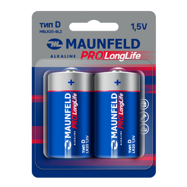  Батарейки Maunfeld Pro Long Life Alkaline D(LR20) MBLR20-BL2 блистер 2шт 