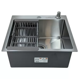  Кухонная мойка Wisent WGS35050 Satin с коландером, дозатором и сифоном 