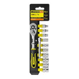  Набор торцовых головок Stayer Standard 27754-H12 1/4" на пластиковом рельсе/трещотка/удлинитель/4-13мм/12 предметов 