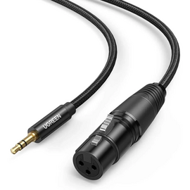  Кабель UGREEN AV182 (20763) 3.5mm Three-Pole Male to XLR Female Audio Cable 1m Black 