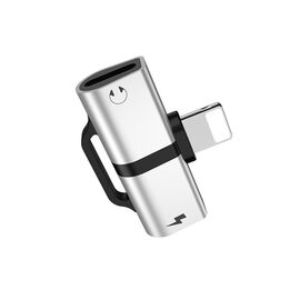  Адаптер audio для Lightning 8-pin Hoco LS20 (Silver) 