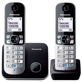 Телефон Panasonic KX-TG6812RU черный (труб. в компл.2шт) АОН 