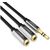  Кабель UGREEN AV123 10532 3.5mm Aux Stereo Audio Splitter Cable with Braid 20cm Black 