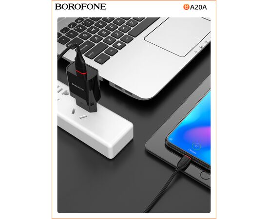  СЗУ BOROFONE BA20A Sharp 1USB, 5V, 2,1A + Lightning (чёрный) (акция) 
