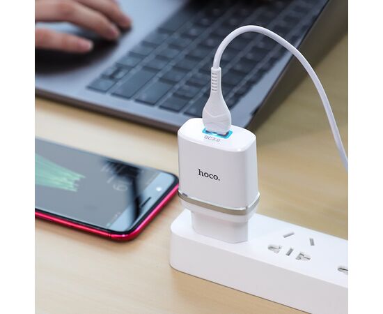  СЗУ HOCO C12Q Smart QC3.0 + Micro (белый) 