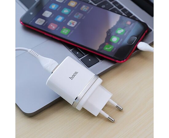  СЗУ HOCO C12Q Smart QC3.0 + Micro (белый) 