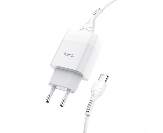  СЗУ HOCO C72A Glorious, 1USB, 2,1А + Type-C (белый) 