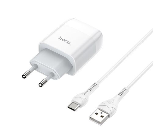  СЗУ HOCO C72A Glorious, 1USB, 2,1А + Type-C (белый) 