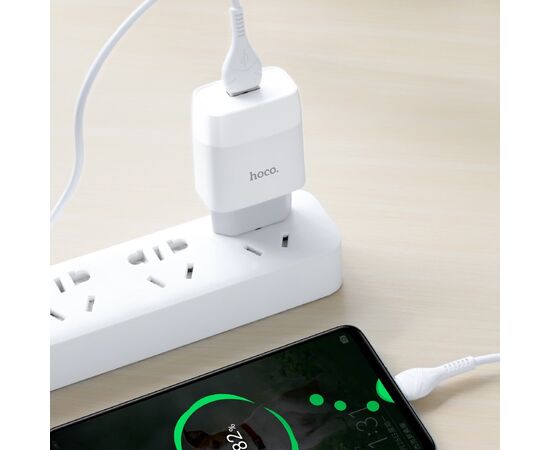  СЗУ HOCO C72A Glorious, 1USB, 2,1А + Type-C (белый) 