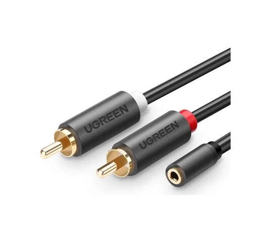  Кабель UGREEN AV102 10588 3.5mm Female to 2 RCA Male Audio Cable 1m Gray 