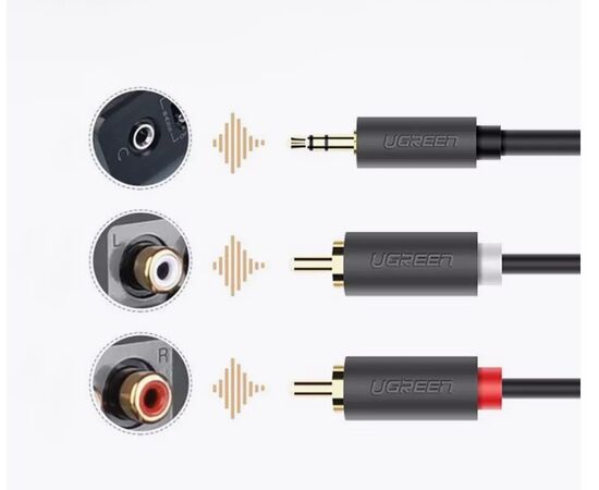  Кабель UGREEN AV102 10588 3.5mm Female to 2 RCA Male Audio Cable 1m Gray 