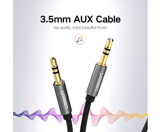  Кабель UGREEN AV119 10733 3.5mm Male to 3.5mm Male Cable 1m Black 
