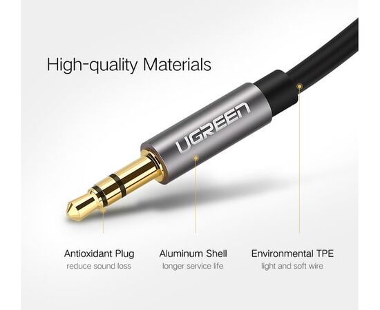  Кабель UGREEN AV119 10733 3.5mm Male to 3.5mm Male Cable 1m Black 