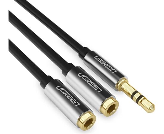  Кабель UGREEN AV123 10532 3.5mm Aux Stereo Audio Splitter Cable with Braid 20cm Black 
