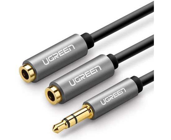  Кабель UGREEN AV123 10532 3.5mm Aux Stereo Audio Splitter Cable with Braid 20cm Black 