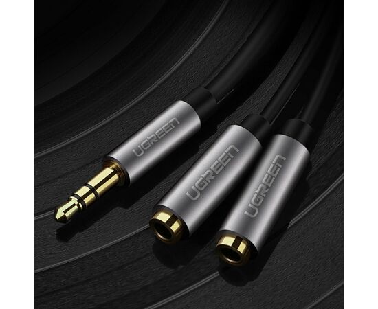  Кабель UGREEN AV123 10532 3.5mm Aux Stereo Audio Splitter Cable with Braid 20cm Black 
