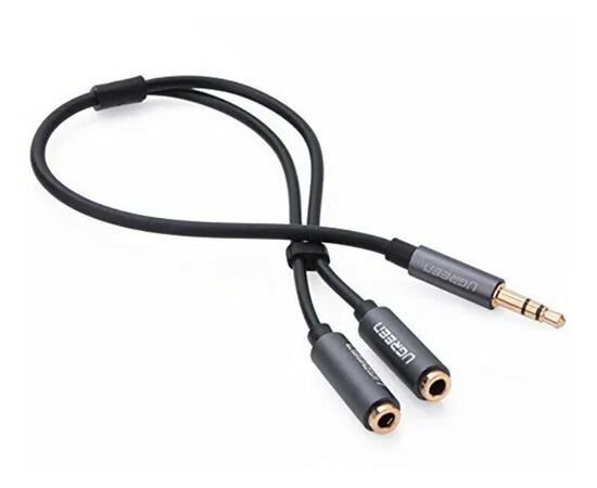  Кабель UGREEN AV123 10532 3.5mm Aux Stereo Audio Splitter Cable with Braid 20cm Black 