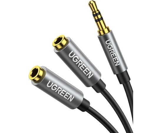  Кабель UGREEN AV123 10532 3.5mm Aux Stereo Audio Splitter Cable with Braid 20cm Black 