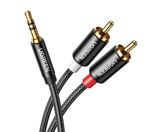  Кабель UGREEN AV116 10749 3.5mm Male to 2RCA Male Cable 1m Black 