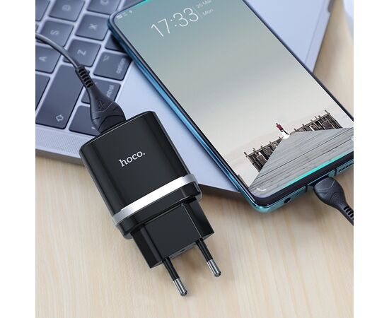  СЗУ HOCO C12Q Smart QC3.0 + Type-C (черный) 