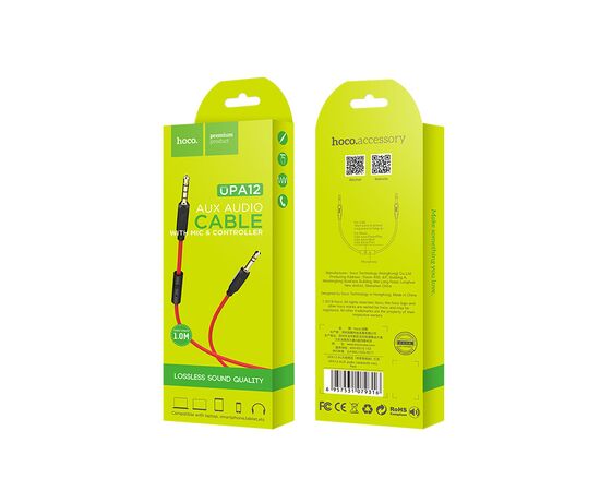  Аудио-кабель HOCO UPA12 AUX audio cable(with mic) (красный) 